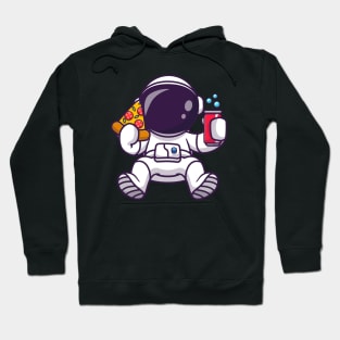 Cute Astronaut With Pizza And Soda Cartoon Hoodie